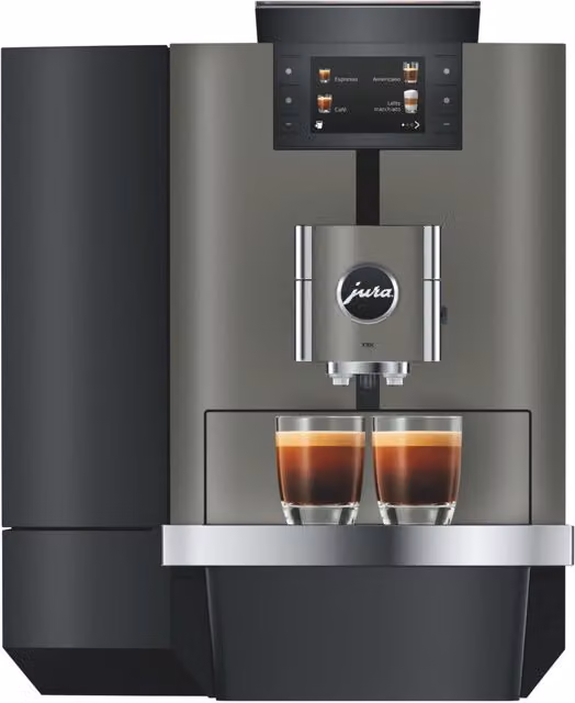 Cafetera automática Jura X10 Dark Inox con función Cold Brew, pantalla táctil y conexión WiFi en color gris acero inoxidable