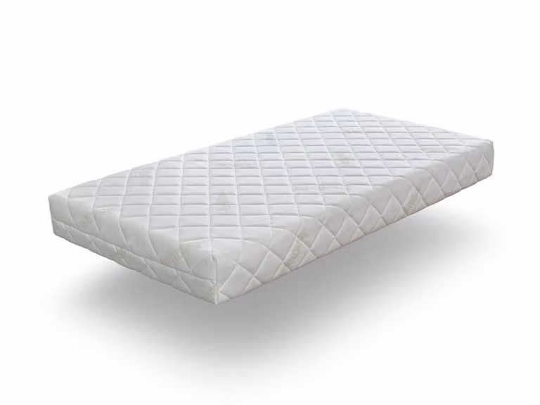Colchón infantil híbrido Dormissimo de espuma y viscoelástica con funda de bambú blanca, antibacterial y desenrollable, An/P/Al: 80 x 160 x 18 cm