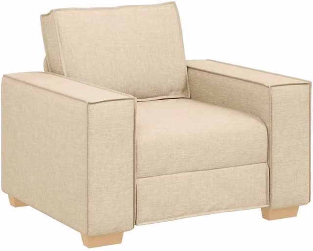 Sofá sillón de tela SYFAX en color beige para salón o despacho, An: 100 cm, P: 78 cm, Al: 84 cm