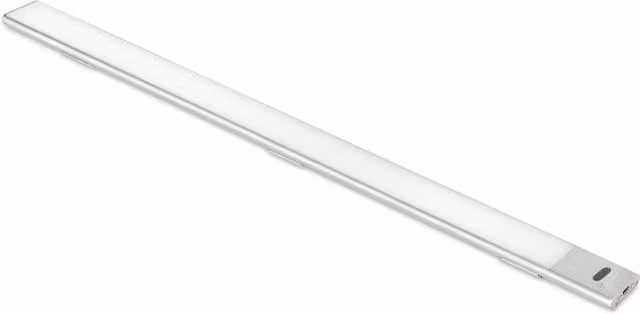 Aplique LED recargable por USB Emuca Kaus con sensor táctil de proximidad y regulación de intensidad, color plata, An/P/Al: 60 x 1 x 1 cm