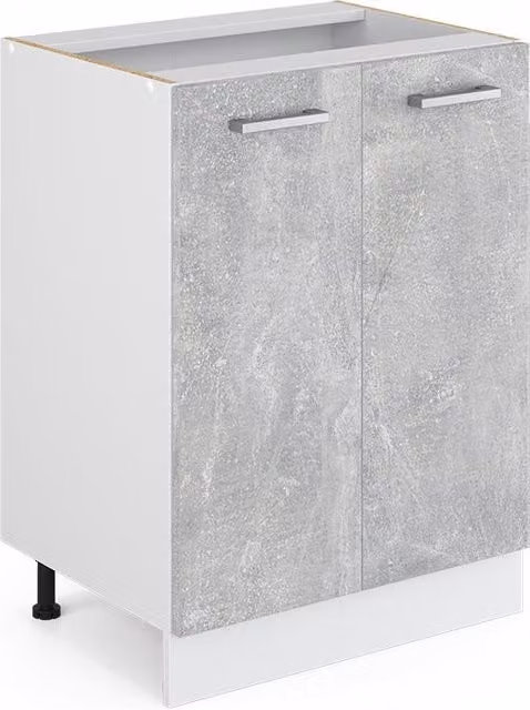 Mueble bajo de cocina Vicco R-Line en color gris y blanco con puertas batientes y estantes internos, An/P/Al: 60 x 46 x 81,6 cm