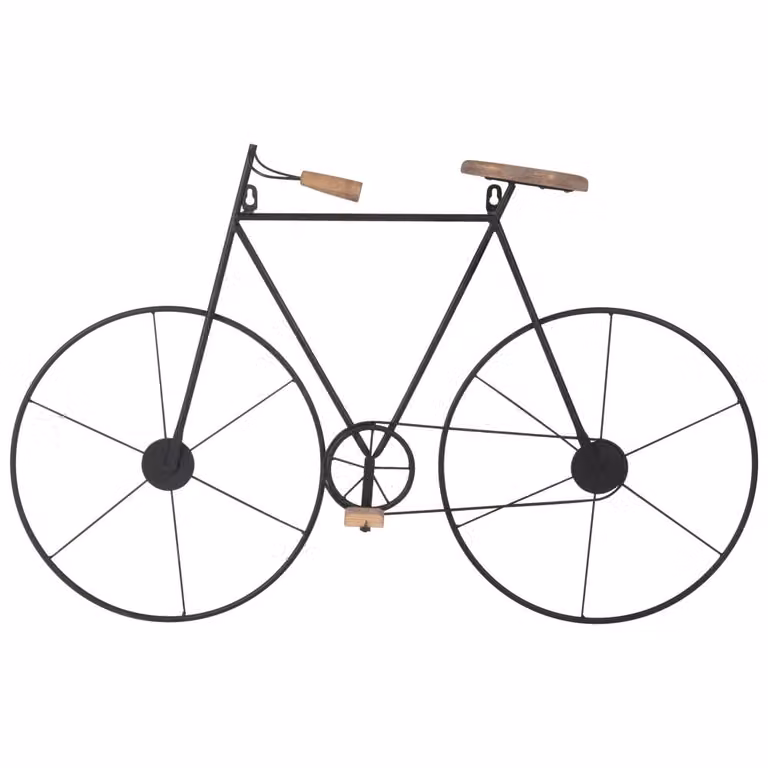 Decoración de pared con forma de bicicleta de Maisons du Monde en madera y metal negro, An/Al: 76 x 50 cm