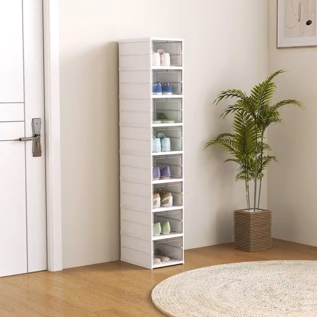 Organizador de zapatos Homcom de plástico blanco con puertas batientes y ventilación An/P/Al: 26 x 35 x 140 cm