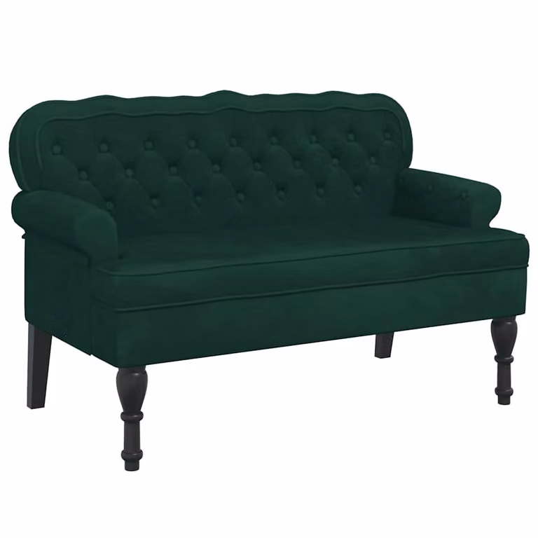 vidaXL Banco con respaldo de terciopelo verde oscuro An/P/Al: 119,5 x 64,5 x 75 cm