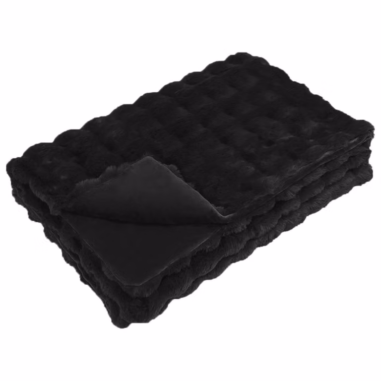 Manta antideslizante de pelo sintético de conejo vidaXL, color negro, 220 x 220 cm