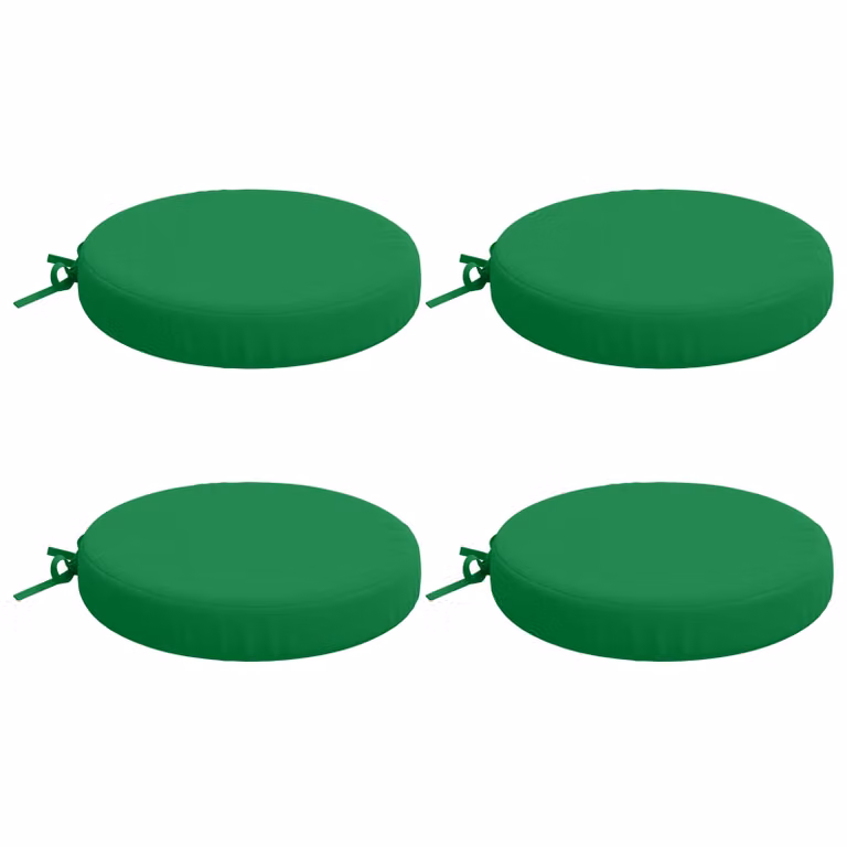 Set de 4 cojines redondos para asiento SOEST de vidaXL en color verde, fabricados en 100% poliéster con funda lavable y resistente a los rayos UV