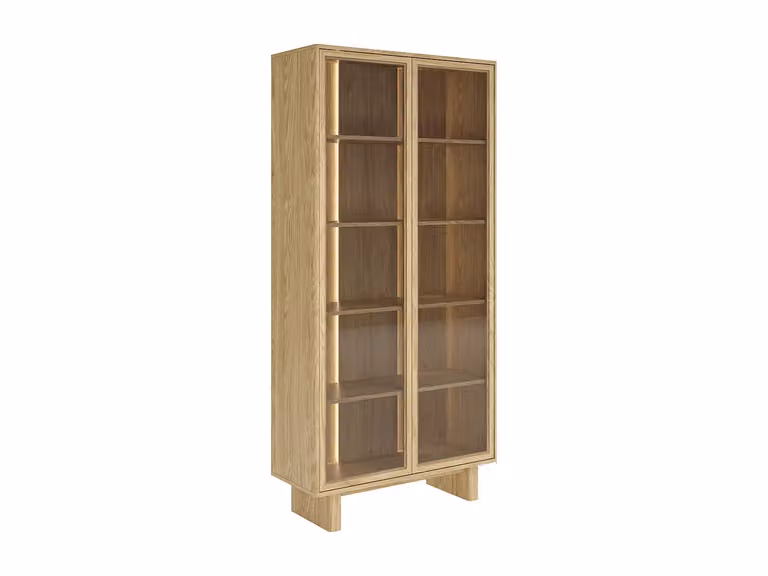 Vitrina de 2 puertas con iluminación LED de Vente-Unique en MDF y cristal, color beige y blanco