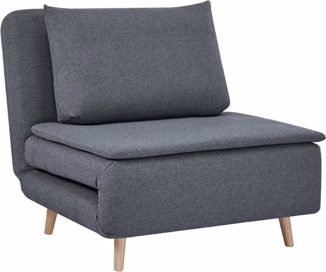 Sillón cama convertible NORTHIX en color gris con patas de madera de haya y tapizado de lino para salón o dormitorio