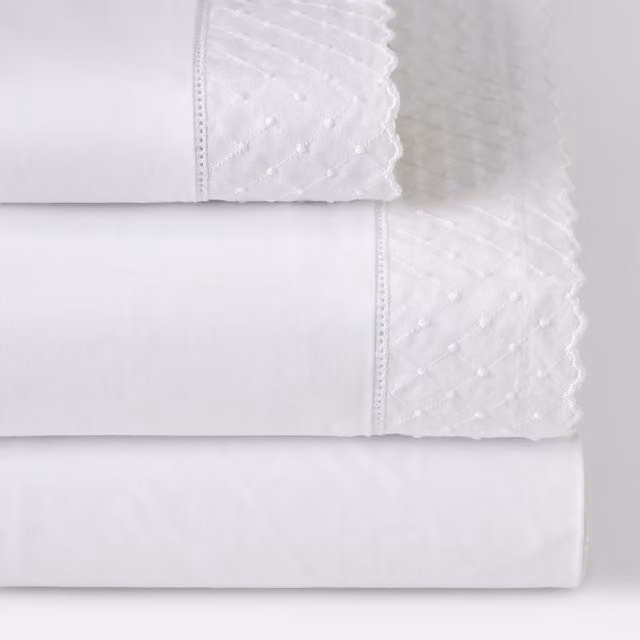 Juego de sábanas Cotton Juice Baby Home Clásico de 3 piezas en algodón color blanco con estampado de bodoques para bebés, An/P/Al: 60 x 120 cm