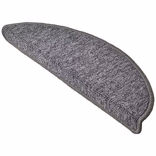 Set de 15 alfombras semicirculares para escaleras Beautissu ProStair, color gris, antideslizantes y adhesivas, An/P: 55 x 15 cm