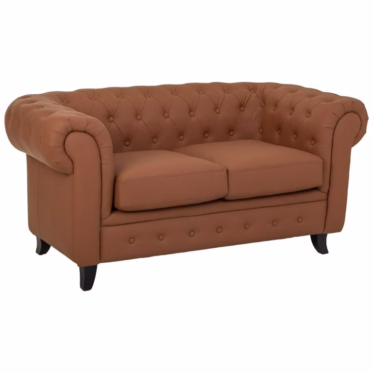 Sofa Chesterfield de piel sintética Wanderlust Deco en color marrón, An/P/Al: 160 x 82 x 76 cm