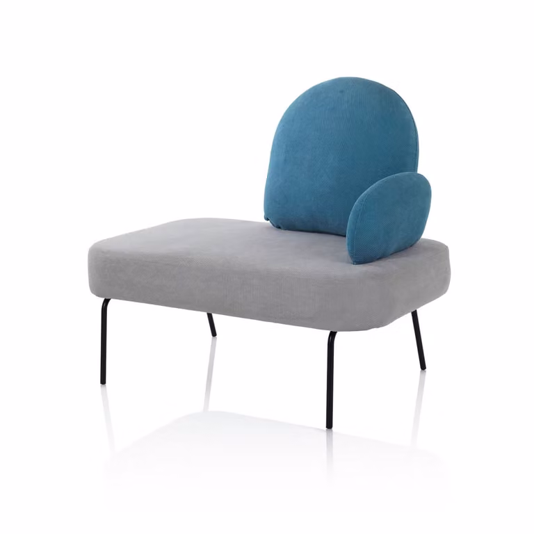 Banco moderno AQA DESIGN de metal y tela en gris y azul para comedor
