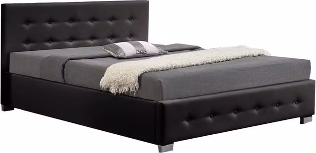 Cama Newington con canapé abatible y almacenamiento integrado en color negro y acabado capitoné de 140 x 190 cm