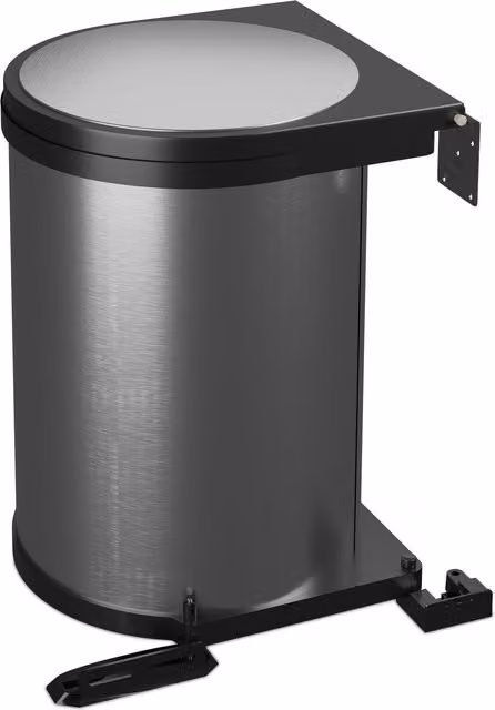 Cubo de basura empotrable Relaxdays para mueble bajo fregadero, 12 l, acero inoxidable y plástico, An/P/Al: 37 x 28 x 28 cm, plateado/negro