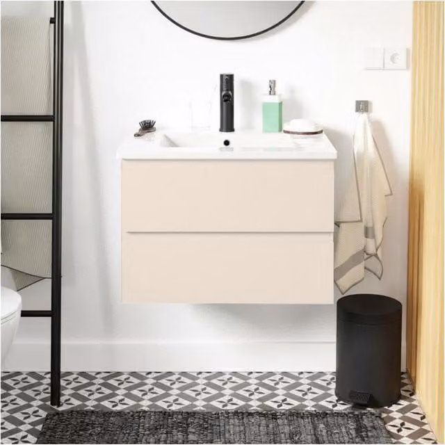 Mueble de baño moderno de pie con cajones y puertas en acabado roble lacado An/P/Al: 60 x 45,5 x 47 cm