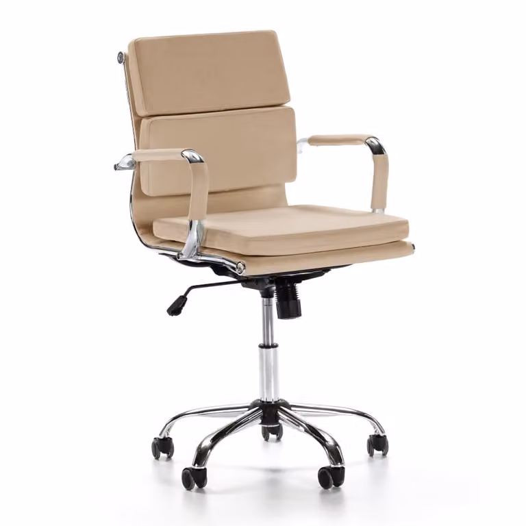 Sillón de oficina ejecutivo Fenix reclinable en piel sintética color taupe con altura ajustable