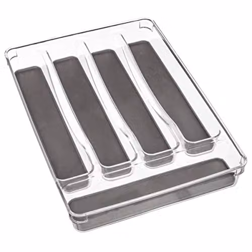 Cubertero Tidy Smart de 5 compartimentos 5five en color gris y transparente