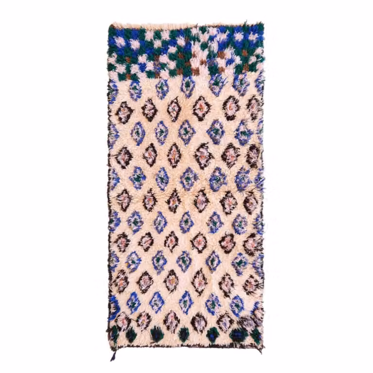 Alfombra bereber marroquí de lana AFK Living multicolor azul An/P: 90 x 180 cm