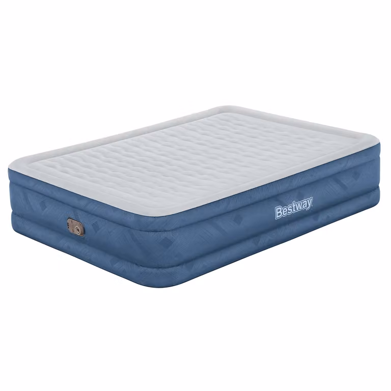 Colchón hinchable Bestway Tough Guard Fortech con Snugable Top en azul, An x P: 152 x 203 cm