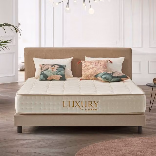 Colchón híbrido de alta gama Naturalex con muelles ensacados, espuma viscoelástica y blue latex, reversible, color blanco, An/P/Al: 200 x 140 x 26 cm