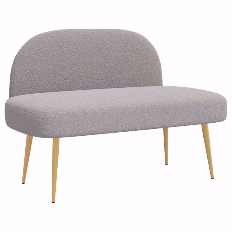 Banco tapizado con respaldo vidaXL en tejido bouclé gris claro, An/P/Al: 110 x 60 x 76 cm