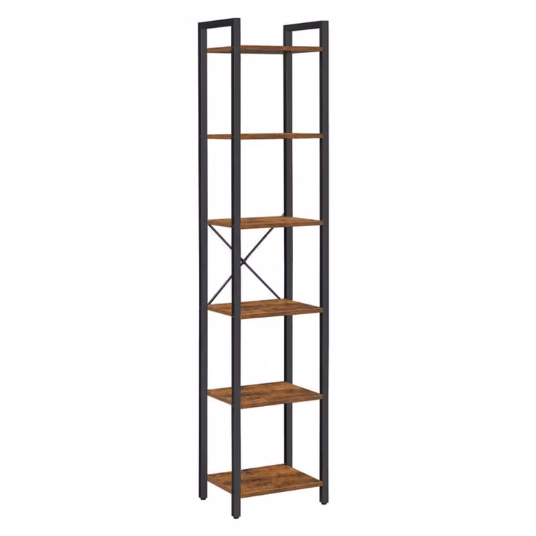 Estantería multifuncional Songmics de 6 niveles en marrón rústico y negro, An/P/Al: 30 x 30 x 187 cm