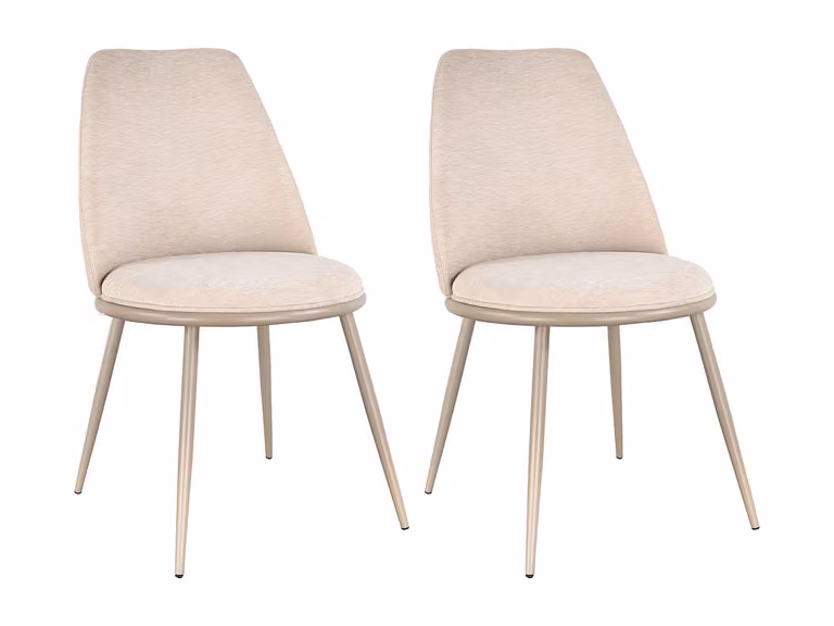 Conjunto de 2 sillas Nebina de Vente-Unique en tela beige y metal, An/P/Al: 48 x 54 x 83 cm