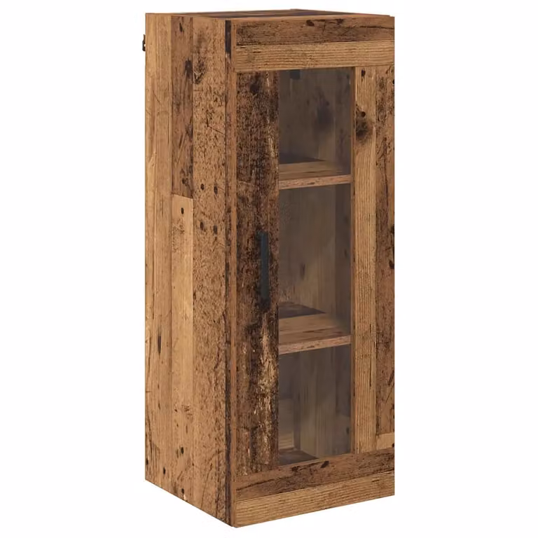 Armario de pared vidaXL de madera vieja y puertas de cristal, color marrón, An/P/Al: 34 x 34 x 90 cm