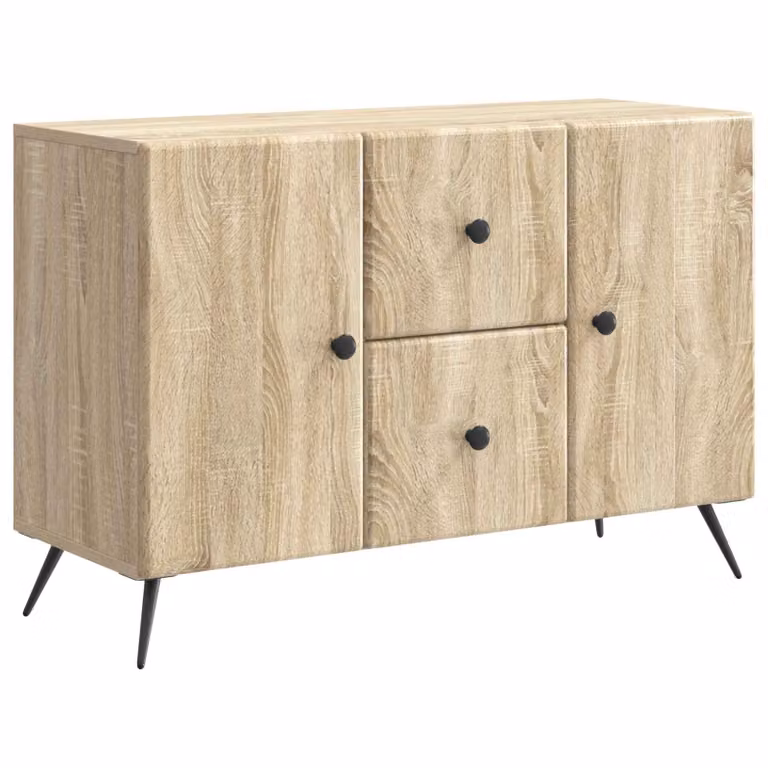 Aparador moderno vidaXL en roble sonoma con iluminación integrada, madera de ingeniería, color marrón y beige, An/P/Al: 89 x 34,5 x 60 cm