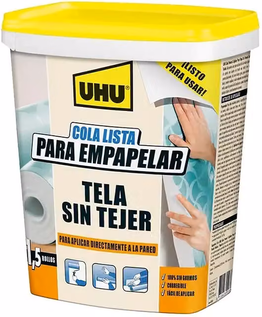 Cola lista para papel pintado tejido no tejido UHU de 1 l
