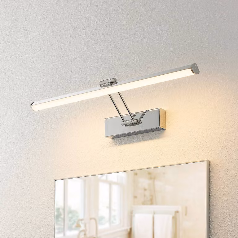 Aplique de pared LED Sanya Lindby en cromo y plata para baño de estilo moderno