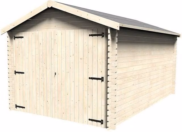 Garaje de madera Gamache de Decor Et Jardin en color marrón y beige, An/P/Al: 317 x 495 x 256 cm