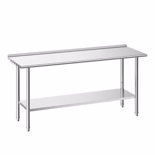 Mesa de trabajo de acero inoxidable VEVOR en color plateado, An/P/Al: 263 x 61 x 89,4 cm