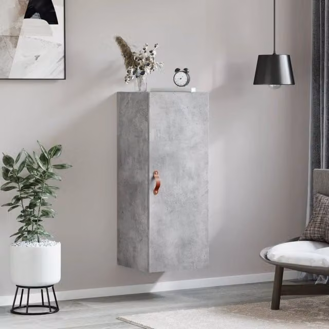 Armario de pared moderno SYFAX en gris mate con puertas batientes, An/P/Al: 34,5 x 34 x 90 cm