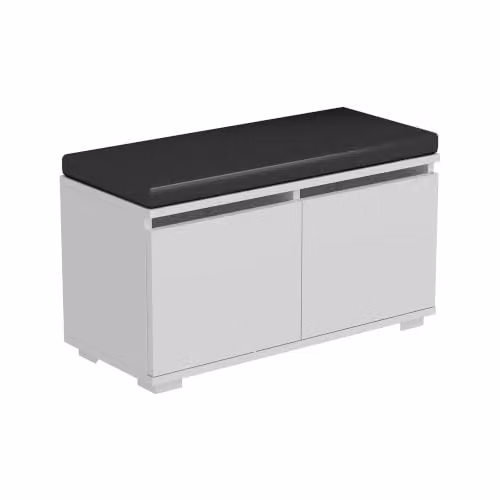 Banco zapatero Helloshop26 con 2 puertas y acabado en blanco y negro, An/P/Al: 80 x 42 x 35 cm
