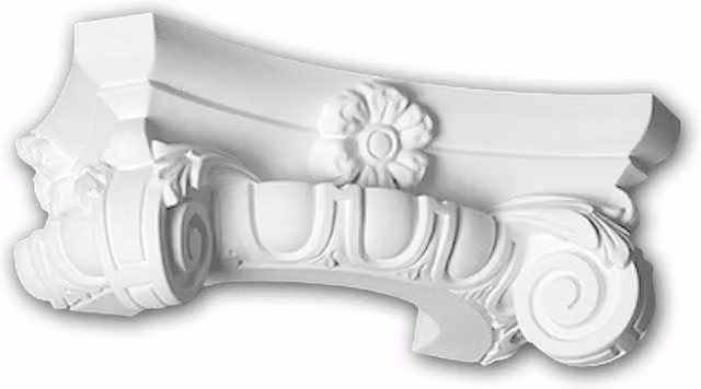 Capitel de media columna estilo jónico Profhome Decor en color blanco