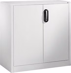 Armario auxiliar para archivadores Certeo Acurado 2 de metal con puertas batientes y estantes regulables en gris o blanco