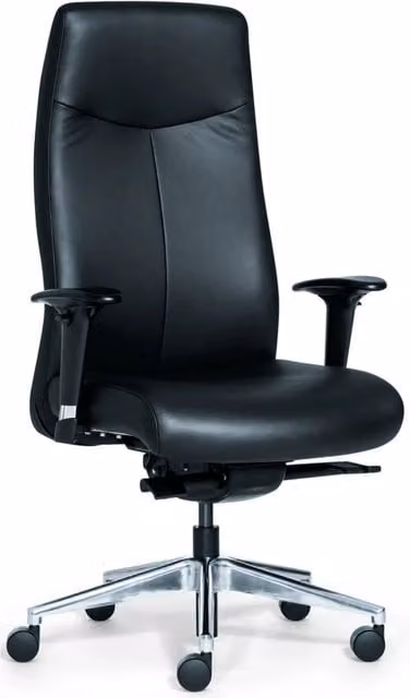 Sillón ejecutivo ROVO XL de alta gama en color negro con acabado en cuero y estructura metálica para oficina o casa
