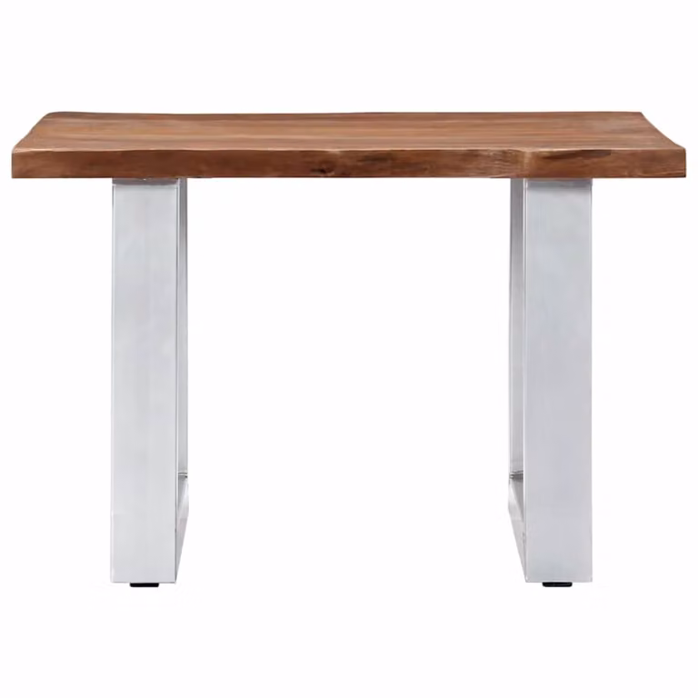 Mesa de centro Maison Exclusive de madera de acacia con borde natural y estructura de metal, An/P/Al: 60 x 60 x 40 cm
