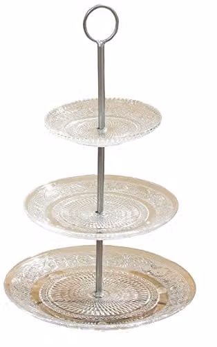 Bandeja de vidrio transparente Boltze Relief de 25 cm de diámetro y 35 cm de altura