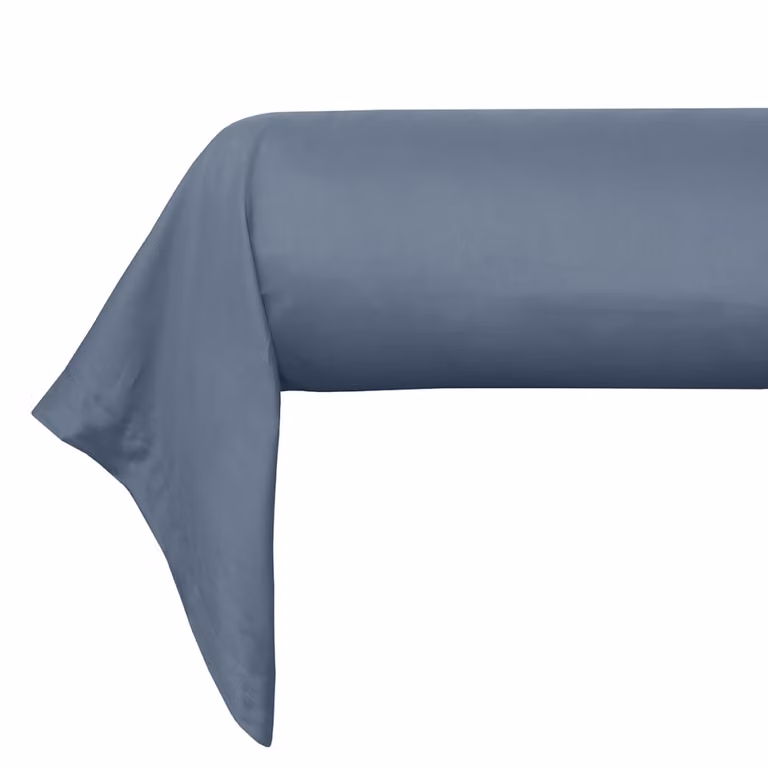 Funda de almohada de algodón peinado con satén Mako de Blanc Avenue, color azul, An/Al: 43 x 185 cm