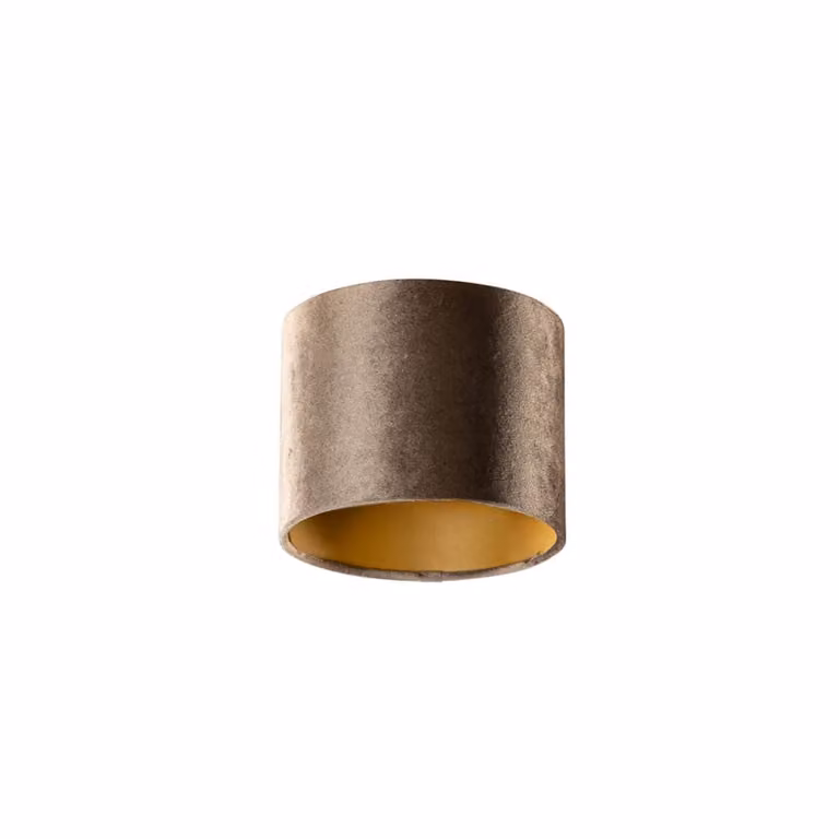Pantalla de lámpara cilíndrica Qazqa Classic-Antique en terciopelo marrón y dorado para casquillo E27, Diámetro: 18 cm, Altura: 18 cm, Ancho: 14 cm