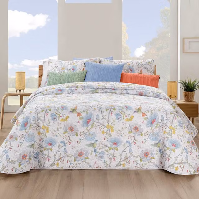 Colcha bouti reversible Manterol con estampado floral multicolor para cama de 180 cm