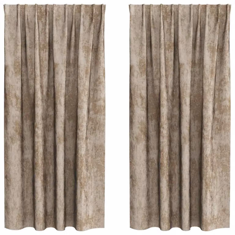 Set de 2 cortinas de terciopelo opacas vidaXL en color beige con aislamiento térmico, An/Al: 140 x 175 cm