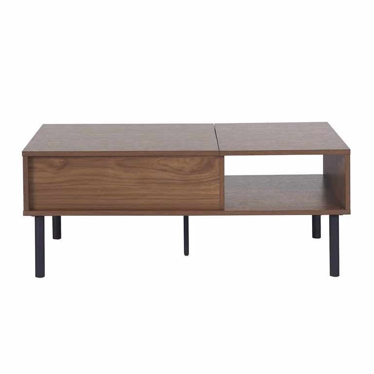Mesa de centro elevable KANE de madera y metal en color marrón de 100 cm