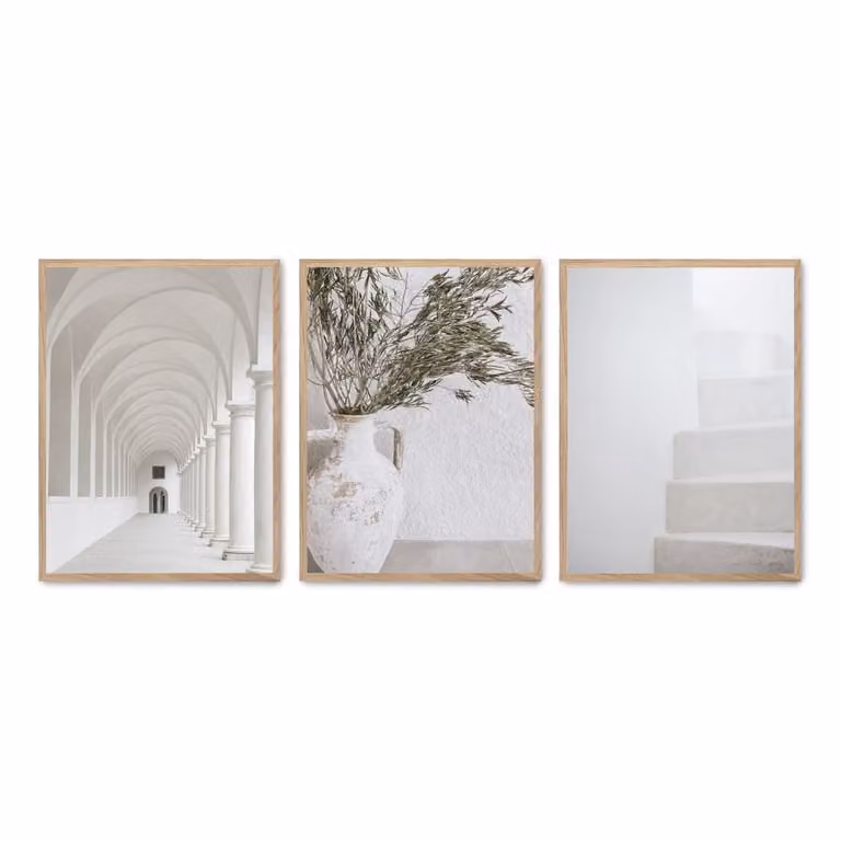 Set de 3 pósteres de fotografía minimalista de Poster Lab en multicolor y blanco con marco de madera, An/P/Al: 50 x 70 cm