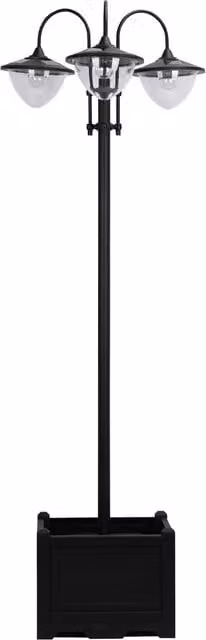 Lámpara solar para jardín NORTHIX de 3 cabezales LED en color negro con base de maceta y sensor crepuscular