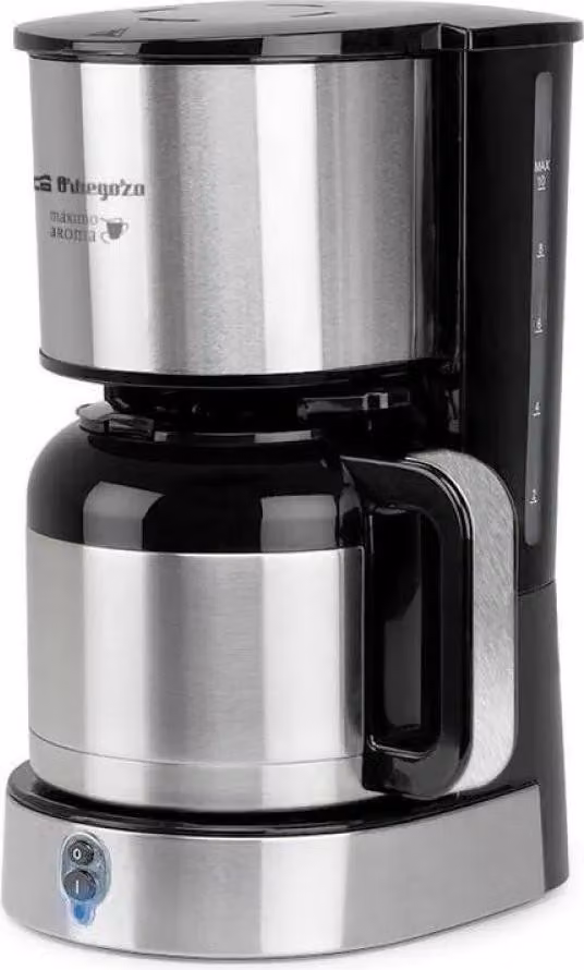 Cafetera de goteo Orbegozo CG 5020 de 800 W para café molido con jarra térmica en acero inoxidable, color plata y negro