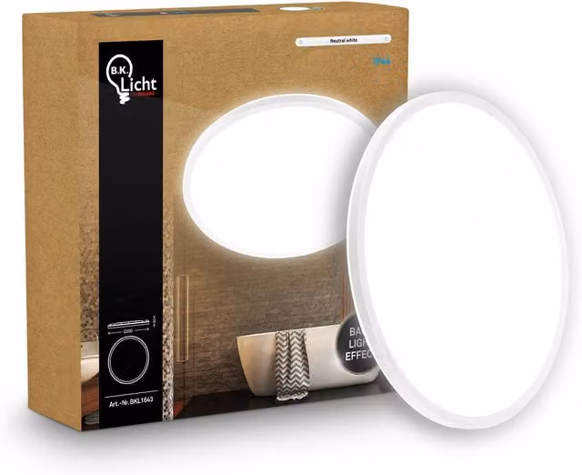 Panel LED de techo Briloner blanco para baño, cocina o dormitorio, 18 W, 2400 lm, IP44, Diámetro: 29 cm
