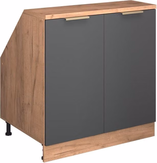 Armario de cocina para techo inclinado Vicco R-Line en color antracita y oro con 2 puertas, An: 80 cm, P: 60 cm, Al: 83,8 cm